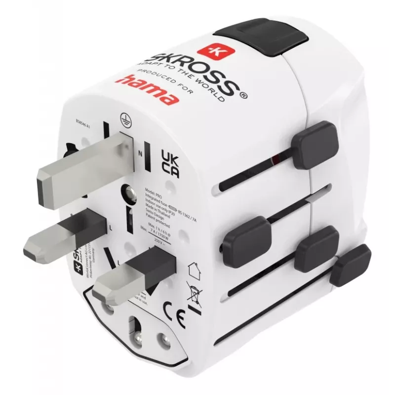Hama World Travel Pro Adaptador de viaje universal tipo F Blanco