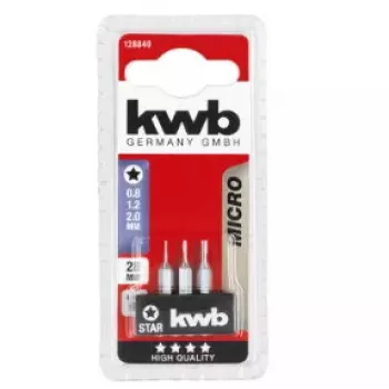 Juego de puntas para destornillador KWB 128840 — 3 uds., puntas Torx (Star), 28 mm de longitud