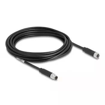 DeLOCK cable M8 de 3 polos codificado A conector macho a conector hembra PUR TPU 5 m