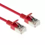 ACT rojo 0,15 m LSZH U/FTP CAT6A cable de conexión slimline para centro de datos con protección de bloqueo y conectores macho RJ45