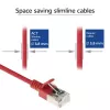 ACT rojo 0,15 m LSZH U/FTP CAT6A cable de conexión slimline para centro de datos con protección de bloqueo y conectores macho RJ45