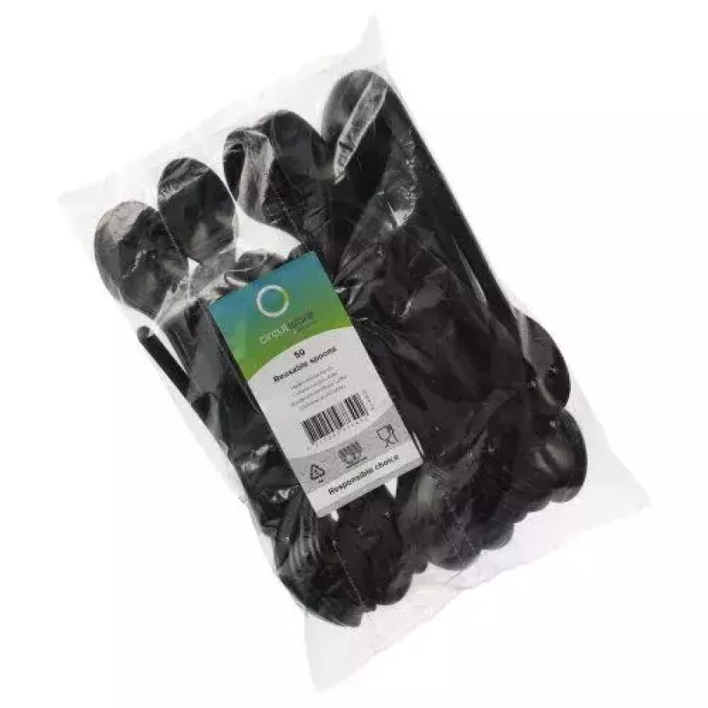 Cuchara de sopa desechable Papstar 96437 polipropileno negro 50 uds.