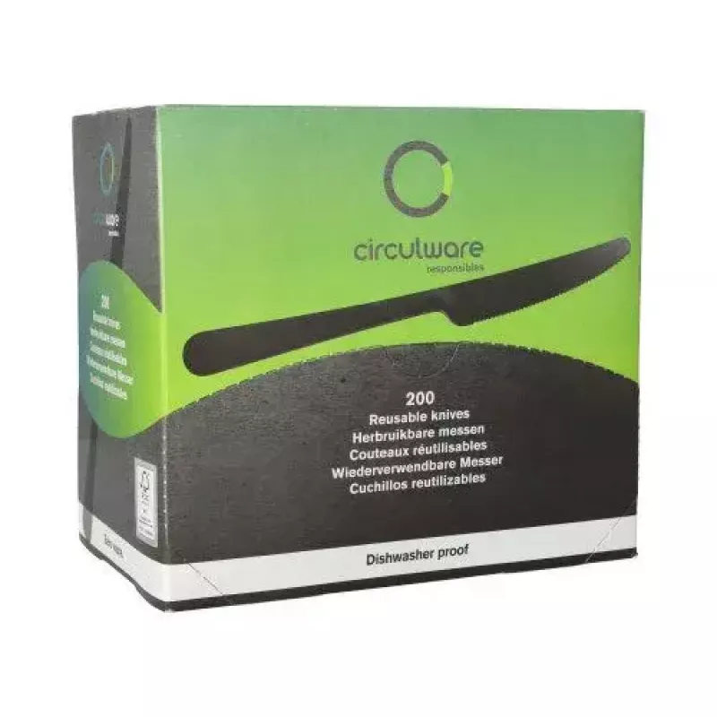 Cuchillo desechable Papstar 96527 negro polipropileno 197 mm 200 uds.