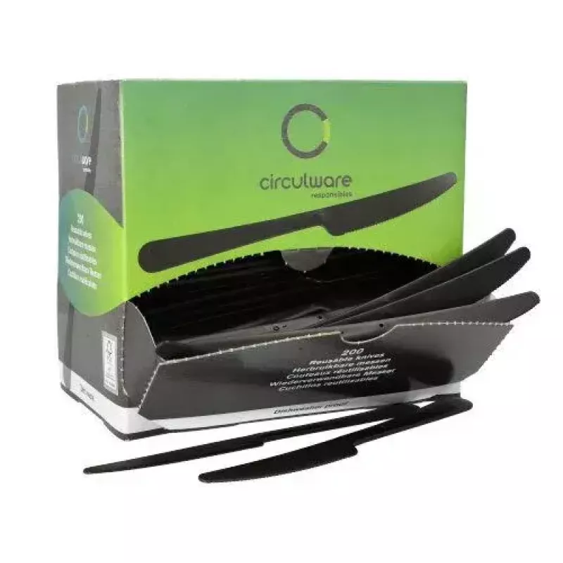 Cuchillo desechable Papstar 96527 negro polipropileno 197 mm 200 uds.