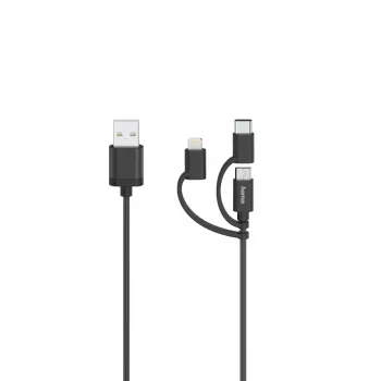 Hama 00200617 cable USB USB 2.0 0,75 m USB A USB C/Micro USB A/Lightning negro