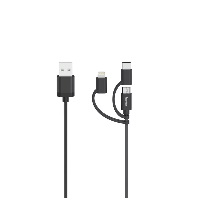 Hama 00200617 cable USB USB 2.0 0,75 m USB A USB C/Micro USB A/Lightning negro