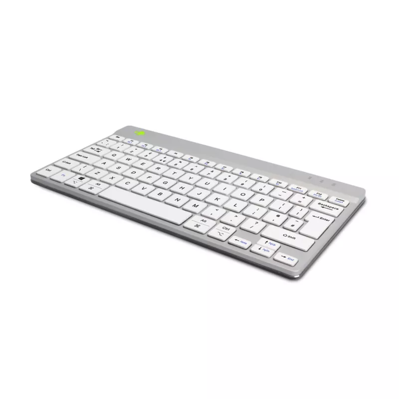 R-Go Tools teclado ergonómico R-Go Compact Break, teclado compacto con software de pausas, QWERTY (UK), Bluetooth, blanco