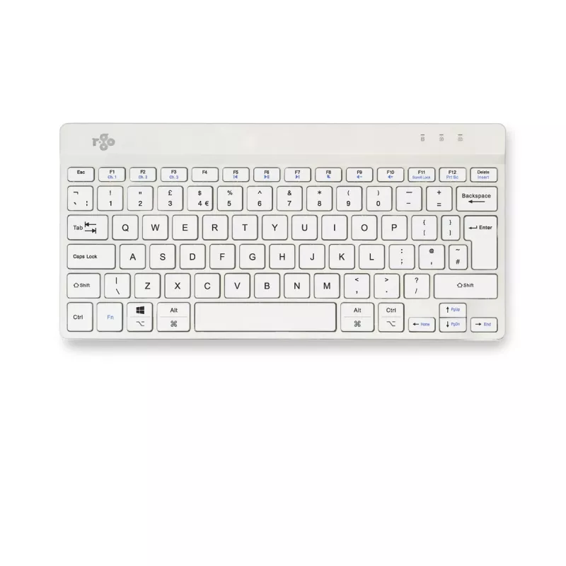 R-Go Tools teclado ergonómico R-Go Compact Break, teclado compacto con software de pausas, QWERTY (UK), Bluetooth, blanco