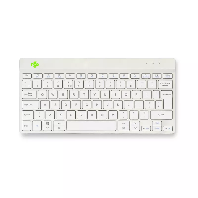 R-Go Tools teclado ergonómico R-Go Compact Break, teclado compacto con software de pausas, QWERTY (UK), Bluetooth, blanco