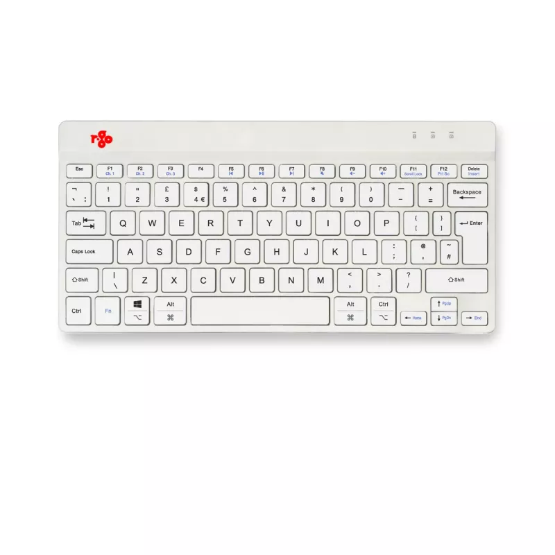 R-Go Tools teclado ergonómico R-Go Compact Break, teclado compacto con software de pausas, QWERTY (UK), Bluetooth, blanco
