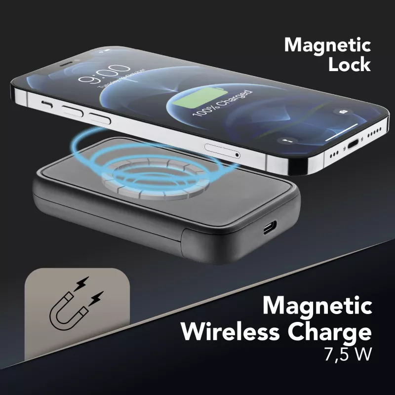Cellularline batería externa inalámbrica MAG 5000 cargador portátil compatible con el sistema MagSafe