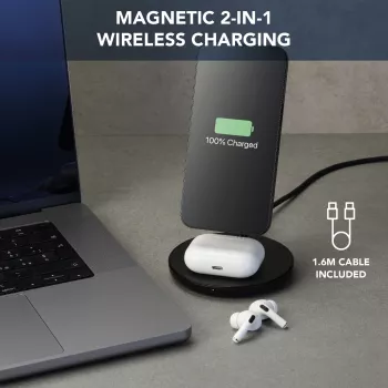 Cellularline Mag Duo cargador inalámbrico 2 en 1 base de carga inalámbrica para dispositivos Apple