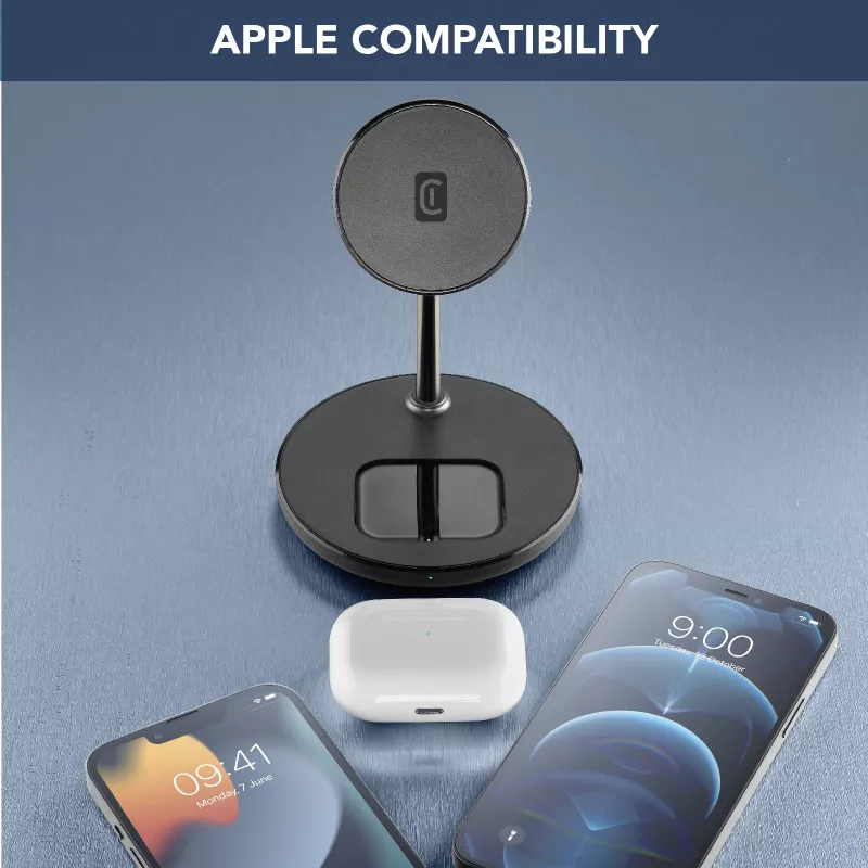 Cellularline Mag Duo cargador inalámbrico 2 en 1 base de carga inalámbrica para dispositivos Apple
