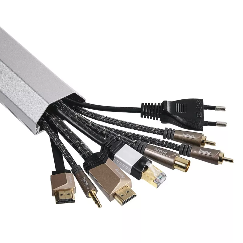 Hama 00220986 Organizador de cables Universal canaleta para cables Plata 1 unidad