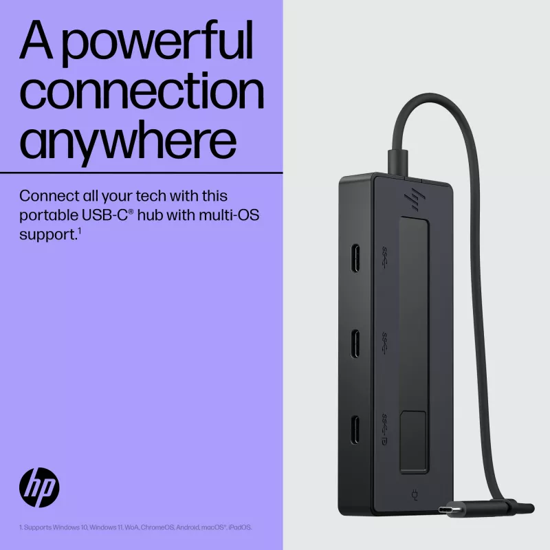 HP 4K USB-C Multiport Hub, USB Type-C, USB Type-C, 10000 Mbit/s, 3840 x 2160, negro, 65 W