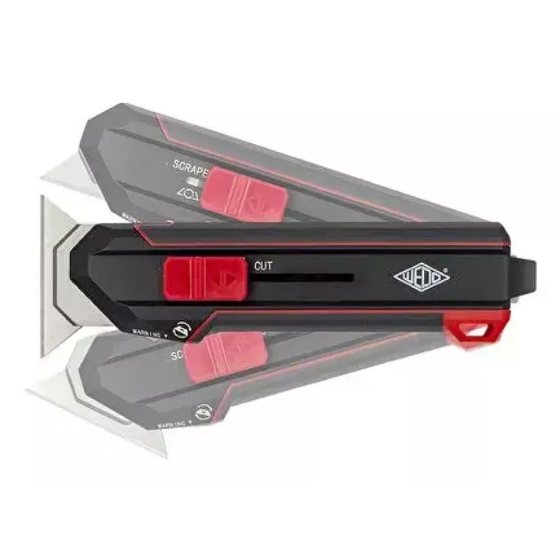 WEDO 78822 Premium cúter-rascador con función de giro de la hoja, negro/rojo