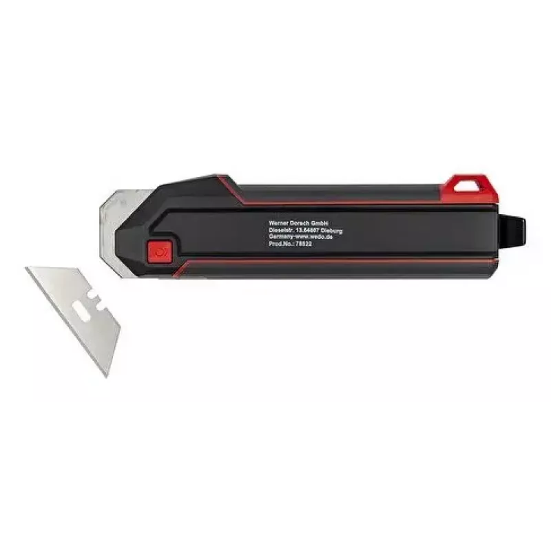 WEDO 78822 Premium cúter-rascador con función de giro de la hoja, negro/rojo