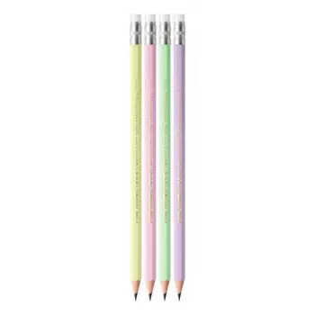 BIC Evolution Pastel lápices HB con goma de borrar, 10 uds., Pink/Purple/Green/Yellow
