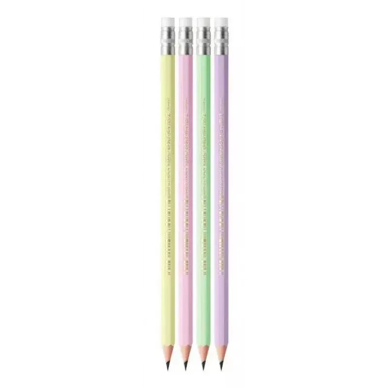 BIC Evolution Pastel lápices HB con goma de borrar, 10 uds., Pink/Purple/Green/Yellow