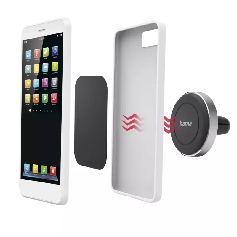 Hama Soporte magnético pasivo para teléfono móvil/smartphone Negro, Plateado