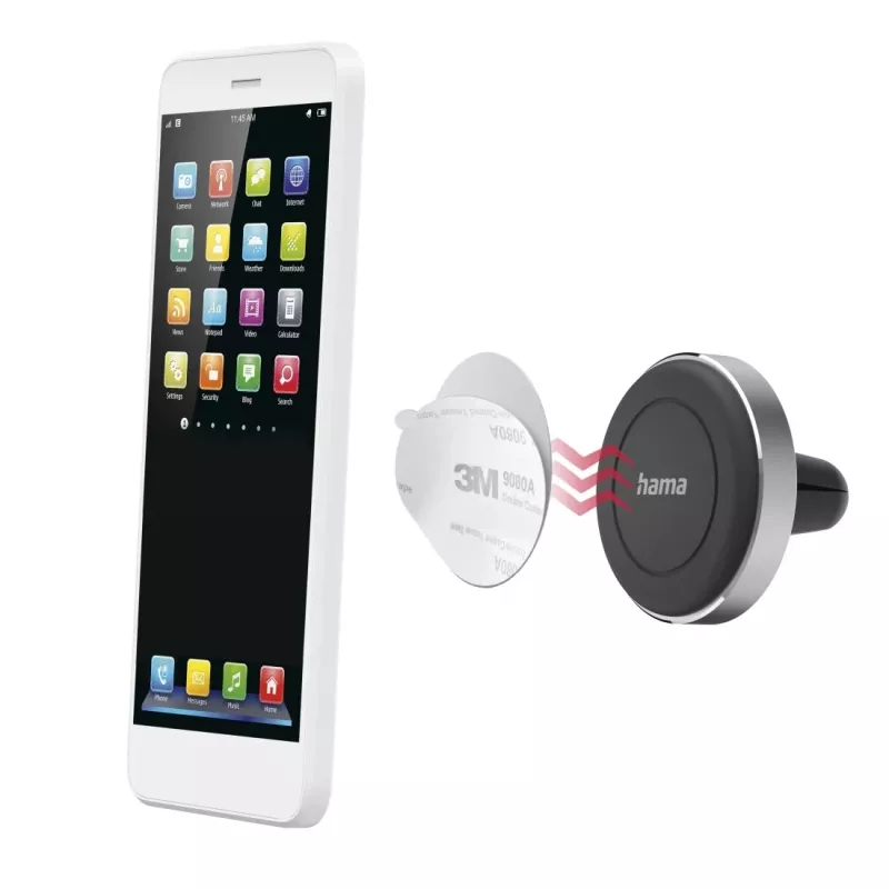 Hama Soporte magnético pasivo para teléfono móvil/smartphone Negro, Plateado