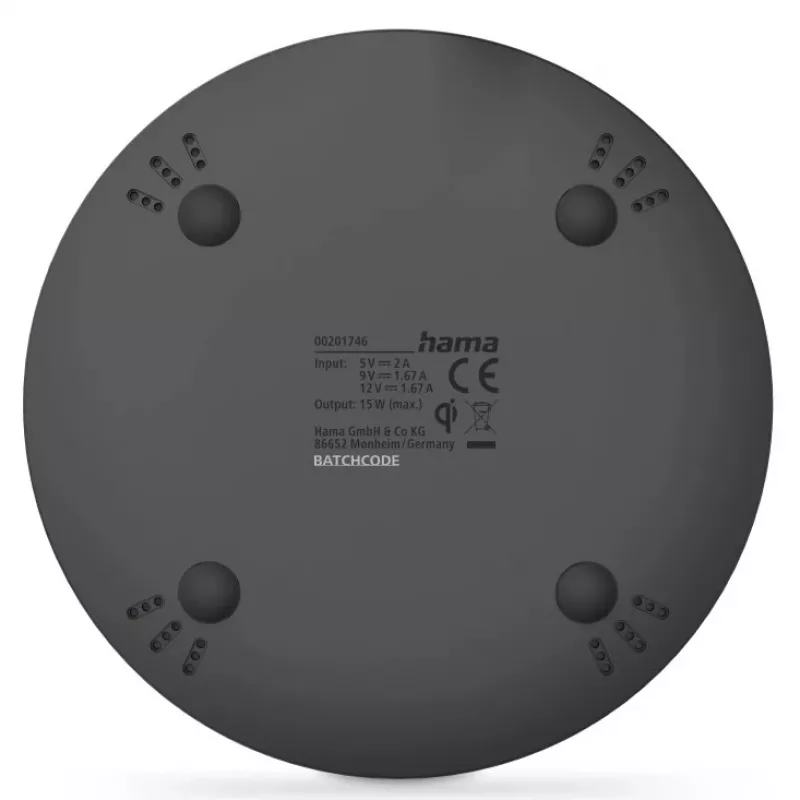 Hama 00201746 Cargador móvil para smartphone Negro Carga inalámbrica Función de carga rápida Interior