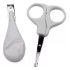 Tijera/cortauñas Olympia BS 869 blanco — herramienta de manicura compacta, envase 119×17×209 mm