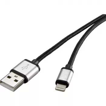 Cable Lightning Renkforce RF-4683966 3m negro plata