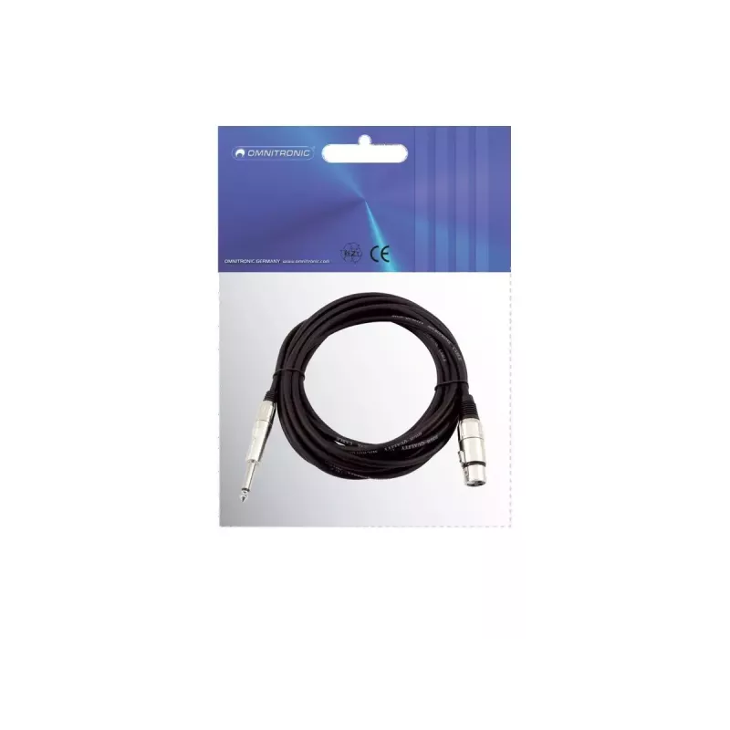 Cable de audio Omnitronic 30225170 5 m XLR 3 polos 6,35 mm negro