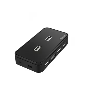 Hub USB HAMA 00200123 — hub USB 2.0 de 7 puertos, 480 Mbit/s, negro, cable de 1,1 m