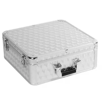 Maletín Roadinger 30122053 Contrachapado Plata para discos de vinilo