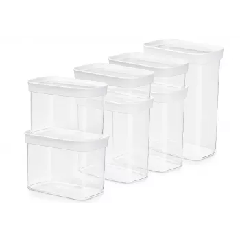 EMSA N1142900 recipiente de almacenamiento de alimentos rectangular set 8,3 L transparente, blanco 7 uds.