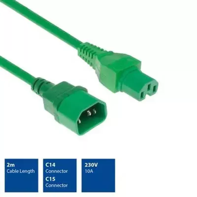 ACT AK5310 cable de alimentación C14 - C15, 2 m, verde