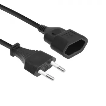Cable de alimentación conector macho Euro - conector hembra Euro negro 0,2 m ACT AK5246