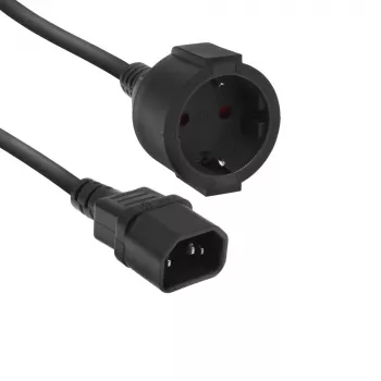 Cable de alimentación ACT C14 CEE 7/3 negro 0,2 m 250 V 5 A