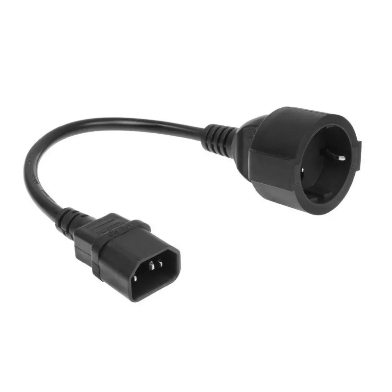Cable de alimentación ACT C14 CEE 7/3 negro 0,2 m 250 V 5 A