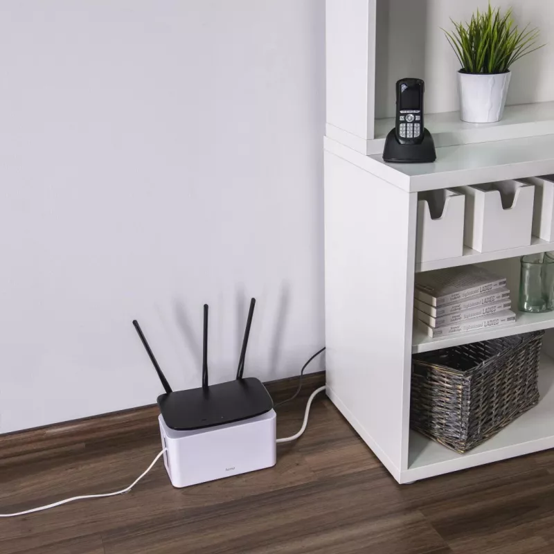 Hama Caja organizadora de cables mini para escritorio/suelo Blanco