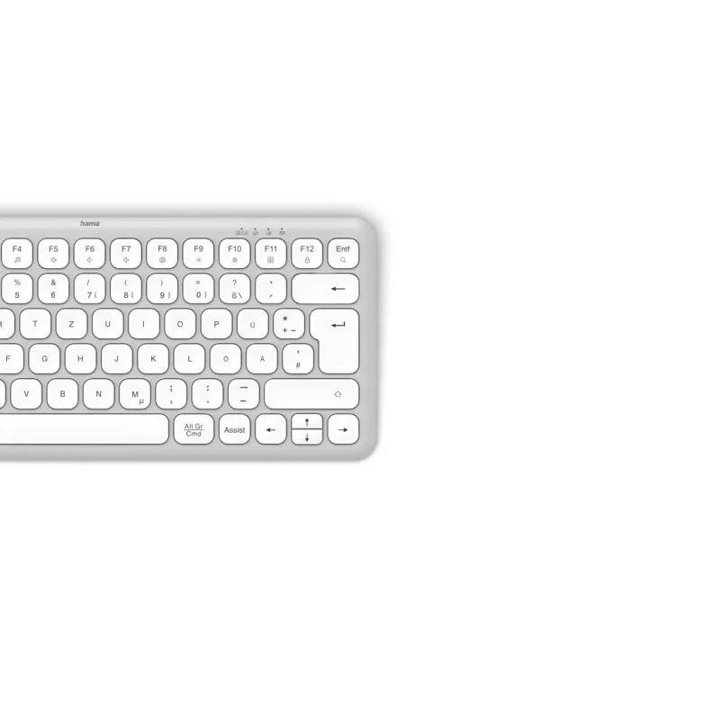 Hama WK-500 teclado multidispositivo, compacto, inalámbrico RF + Bluetooth, QWERTZ alemán, blanco