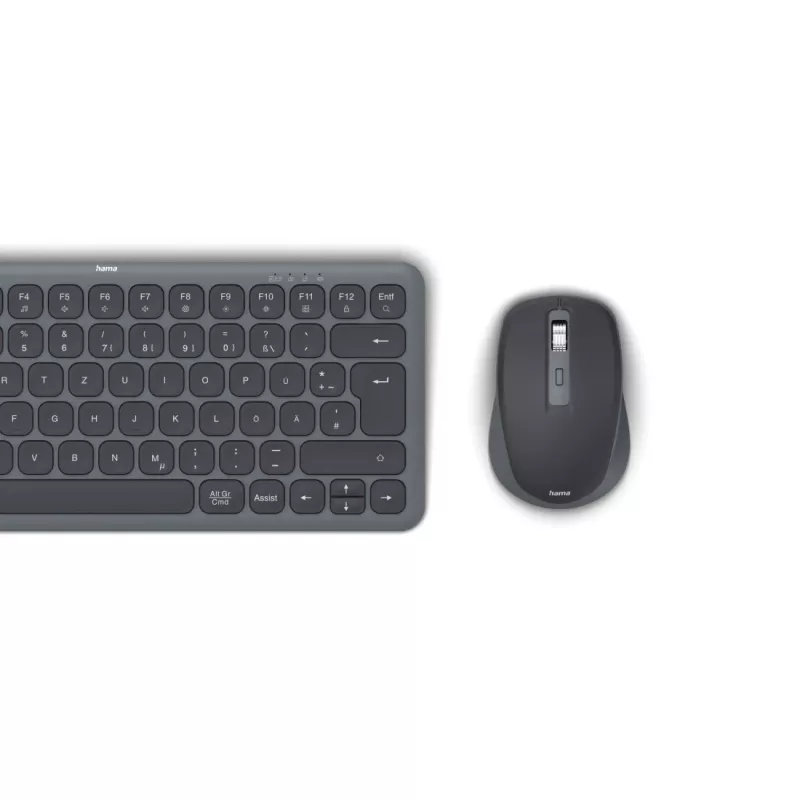Hama WKM-500 Multi-Device set de teclado y ratón inalámbricos, compacto, QWERTZ alemán, negro