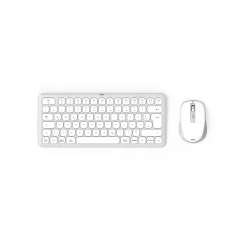 Hama WKM-500 Teclado y ratón con Home USB + RF Wireless + Bluetooth QWERTZ Alemán Gris, Blanco