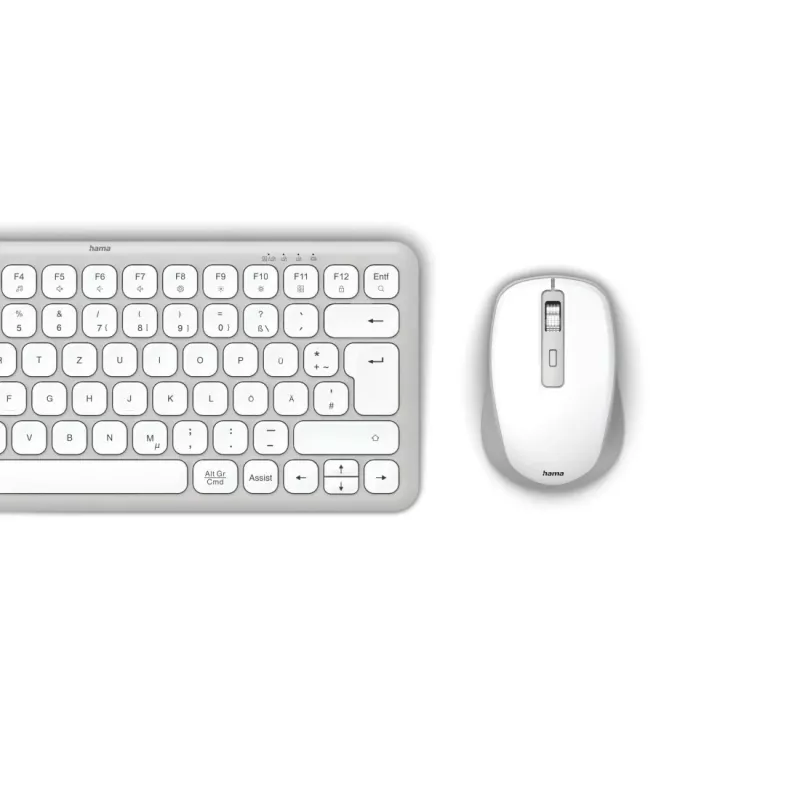 Hama WKM-500 Teclado y ratón con Home USB + RF Wireless + Bluetooth QWERTZ Alemán Gris, Blanco