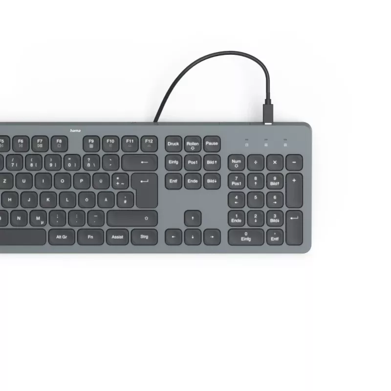 Hama CK-400 Teclado Home/Office USB QWERTZ Alemán Negro, Gris oscuro