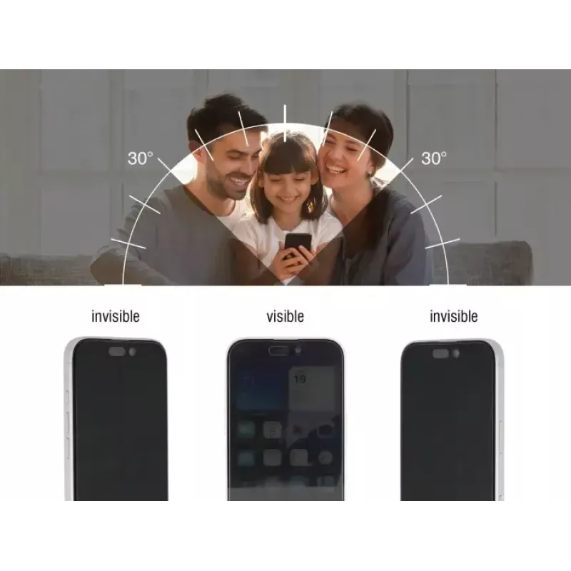 Lámina protectora de pantalla Privacy Glass DELOCK para iPhone 17 — vidrio templado, anti-espías 4 direcciones, resistente a golpes y arañazos, negra