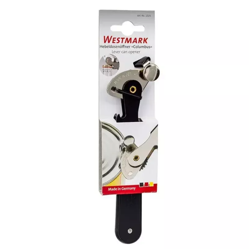 Westmark Columbus 10252270 abrelatas mecánico, acero cepillado, negro