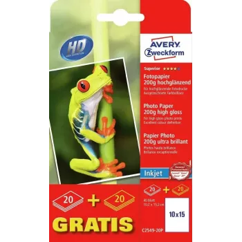 Papel fotográfico Avery C2549-20P Brillo