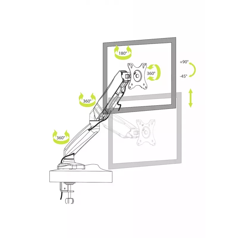 Soporte para monitor Port Designs 901104 81,3 cm Negro Fijación por pinza VESA 75x75 100x100