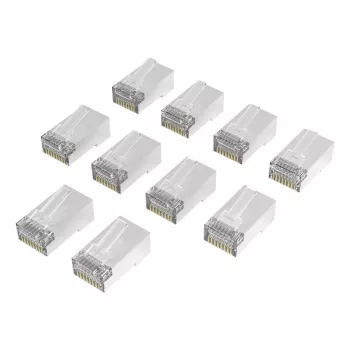 Hama 00300028 conectores de red RJ45 Cat6a STP, plata/transparente, pack de 10