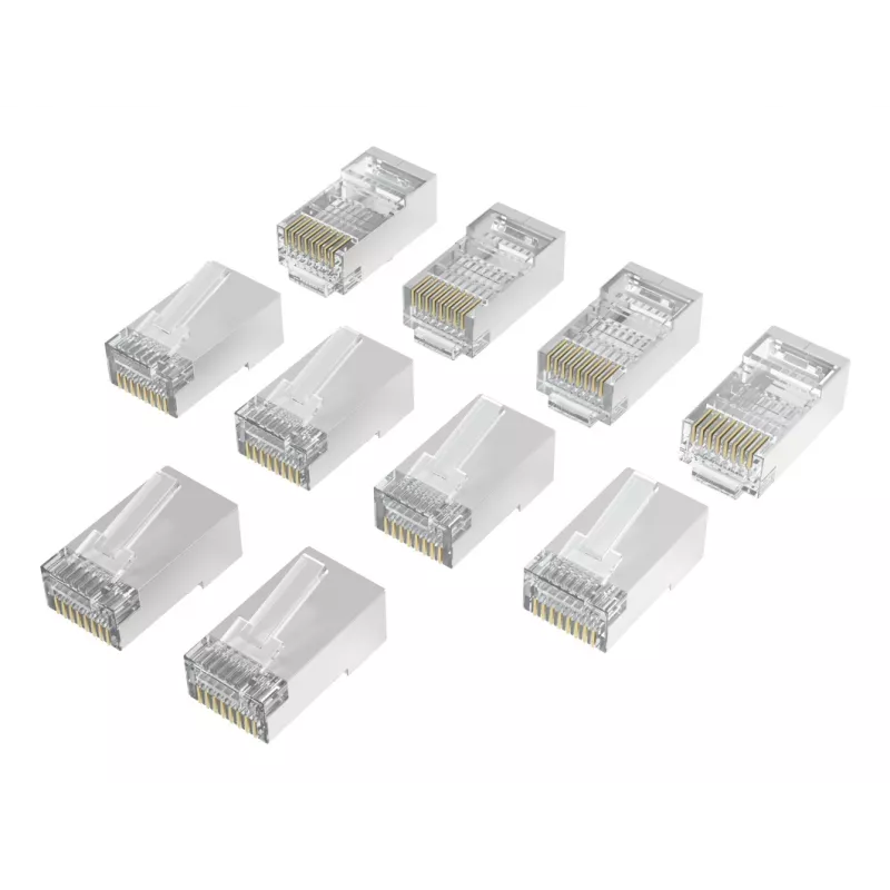 Hama 00300028 conectores de red RJ45 Cat6a STP, plata/transparente, pack de 10