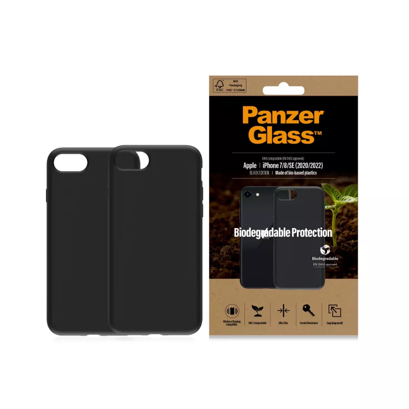 Funda PanzerGlass Biodegradable carcasa iPhone 6 6s SE 2020 2022 7 8 negra