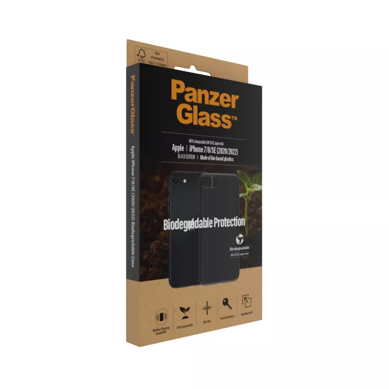 Funda PanzerGlass Biodegradable carcasa iPhone 6 6s SE 2020 2022 7 8 negra